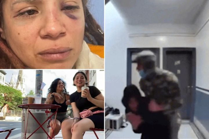 Fearless NYC mom fights teen daughter’s hulking alleged kid-napper down four flights of stairs in in-sane video